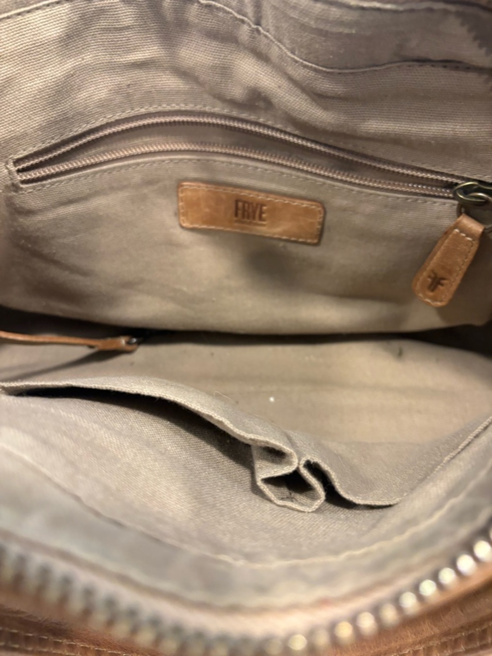 Frye Melissa Satchel in Beige Leather Classic Style W Dust Bag - Picture 12 of 15